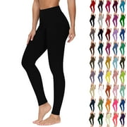 QATAINLAV Compression Leggings for Women Seamless High Waisted Workout Yoga Pants Solid Color Milk Silk Soft Tummy Control Tights Army Green S Today Sales